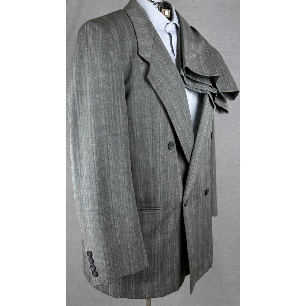 Vintage Finchley Barons Mens Grey Pinstripe Double Breasted 2pc Suit 42R 38x31